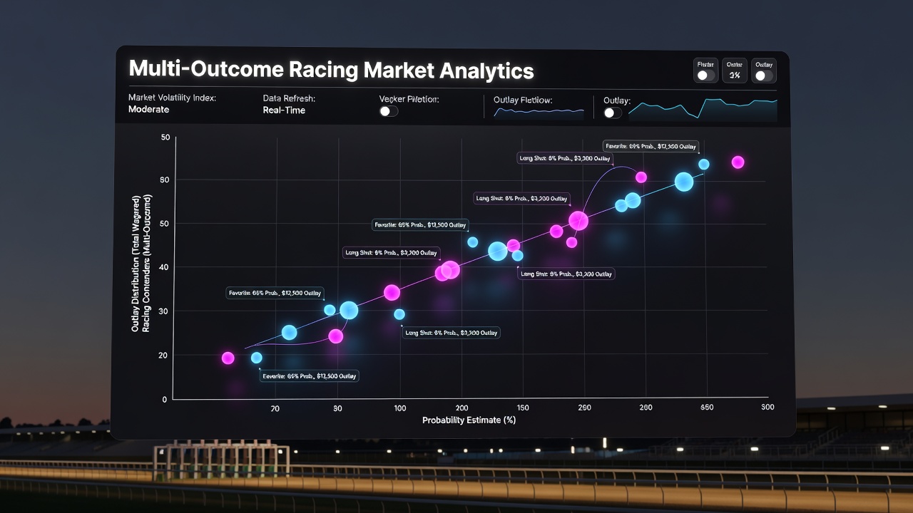 Graph illustrating probability versus outlay divergence in multi-outcome racing events