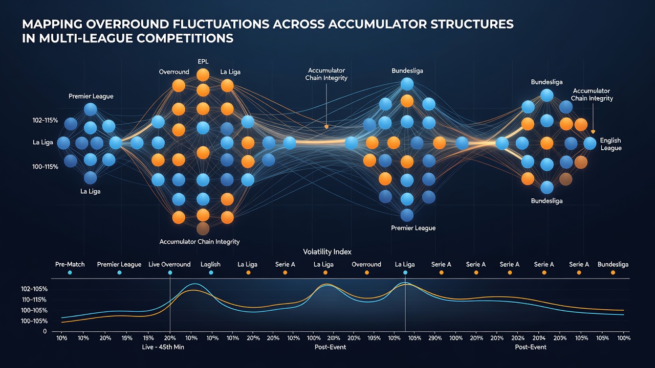 Chart illustrating margin growth as accumulator legs increase across different European leagues