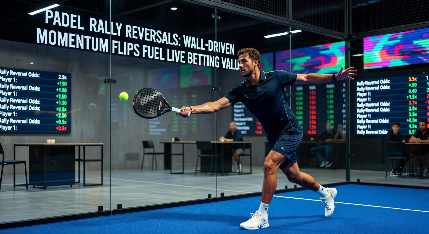 Close-up of a padel player executing a wall-assisted bandeja shot, reversing rally momentum as the ball rebounds sharply off the glass toward the net