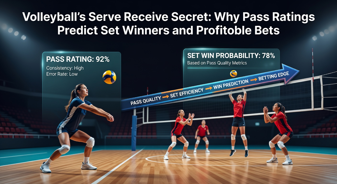Data visualization chart displaying pass rating correlations to set win probabilities in professional volleyball tournaments, with trend lines highlighting predictive accuracy