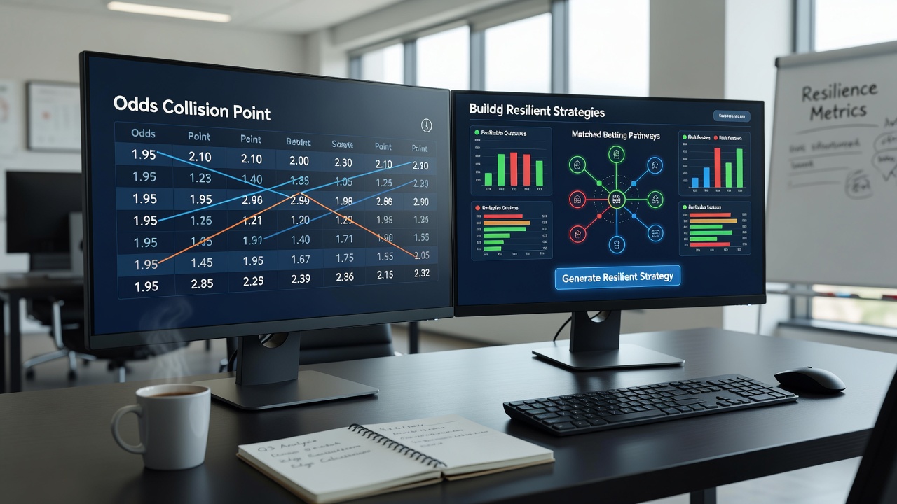 Dashboard view of matched betting software showing risk assessment charts and portfolio performance metrics